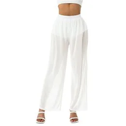Pantalon De Bain Femme Style Palazzo – Jambes Larges, Taille S-M, Pêche