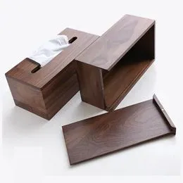 Caja de pañuelos de madera para pañuelos faciales de papel desechable,  soporte rectangular de madera para almacenamiento en tocador de baño,  encimera