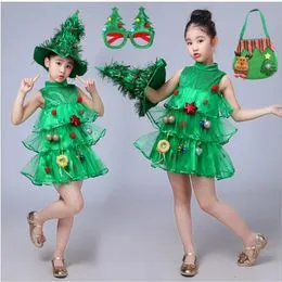 Disfraz De Elfo Navideño Para Niña – Vestido, Gorro Y Calcetines, Rojo Y Verde, Talla única