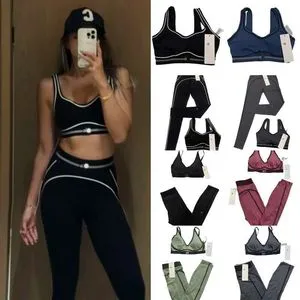 DONYKARRY 3-Delige Naadloze Yoga Workout Set Dames - Hoge Taille Leggings, Sport BH & Crop Top Met Lange Mouwen