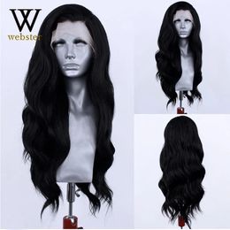 Webster Long Body Soft Wig For Women Black Wigs pour la partie latérale CHEURS FIBRES DE FIBRES DE CHALEUR DE CHALEUR DE LACE DE LACE 240419