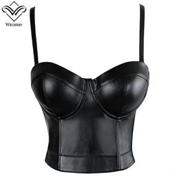 Wechery dames lederen korset top gewas bustier gothic bh push up bodice sexy lingerie corselet feest kort camis plus maat 6xl 240509