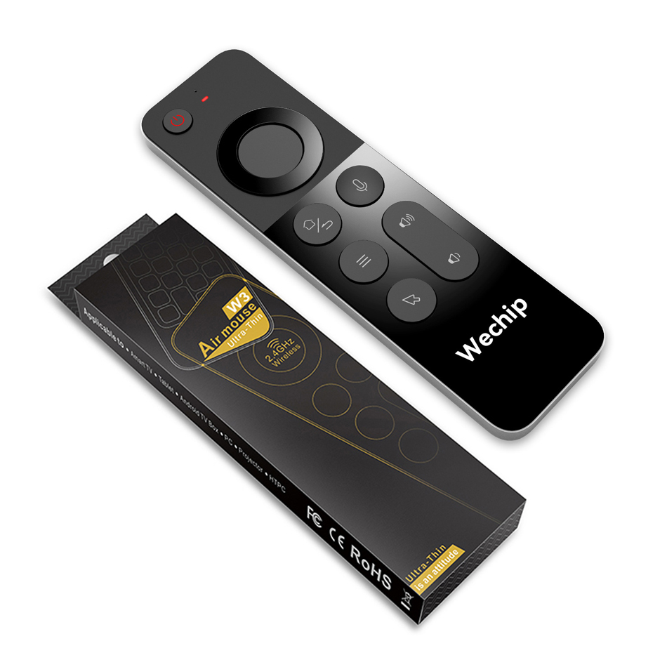 Wechip W3 2.4G draadloos toetsenbord spraaklucht Muis Mini Remote Controller voor Android TV Box Windows Linux Gyroscope Remote