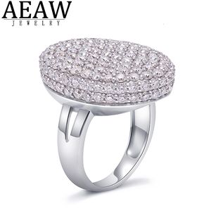 Mariage 10k or blanc DF couleur VVS1 rond brillant coupe bague de fête pleine pierre ovale style 230915