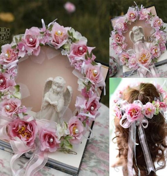 Accessoires de mariage 2015 fleurs de cheveux 3D fleurs faites à la main rose fleur artificielle accessoires de cheveux Dhyz 016260086