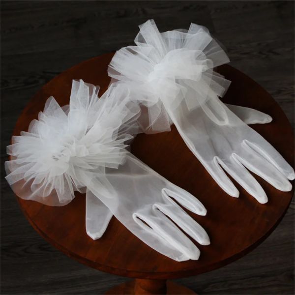 Accessoires de mariage gants de mariée gants en dentelle à maille courte pour femmes gants de fête de promotion de demoiselle d'honneur