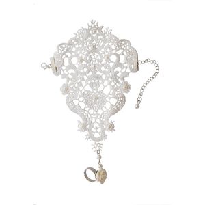 Accessoires de mariage Bracelet en dentelle blanche avec un bracelet d'exportation de style chaîne intégrée à anneau