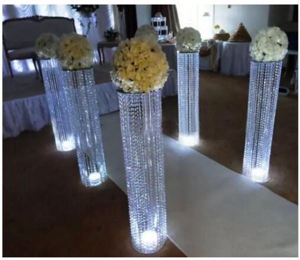 Pilares de cristal de pasillo de boda Propiedad de stand de stand de boda para fiesta Decoración de flores de decoración de flores de decoración de flores4843270