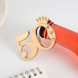 Wedding Anniversary Party Present Gold Imperial Crown Digital 50 Bottle Opener in Gift Box Chrome 50th Beer Openers RRA