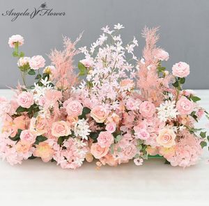 Décor d'arc de mariage, Arrangement de fleurs en soie, pivoines artificielles, feuille de pompon, plantes vertes, rangée de fleurs, route LeadFlower wall8260319