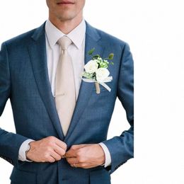 Mariage artificiel blanc Rose Fr Groom Boutniere hommes Corsage événement Accories Party Pin Decorati c8PU #