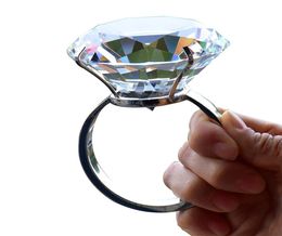 Arts et artisanat Decoration 8cm Verre cristalline Big Diamond Ring Proposition Romantique Accessoires de mariage Ornements Home Party Cadeaux S9224050