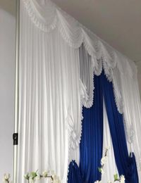Telón de fondo de boda decoración cortina 3m H x3m seda hielo cortina blanca botín azul real85311686341937