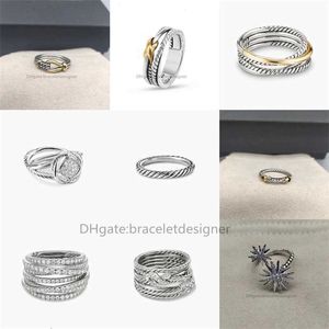 Alliance en or double x bague en argent sterling 925 diamant mode tendance dames bagues de créateurs pour femmes bijoux de luxe amour femmes tressé couple cadeau d'anniversaire