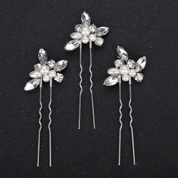 Banquet de mariage cristal perles 3pcs épingles à cheveux rose or argent doré rassure de mariée accessoires de cheveux pour les bijoux de cheveux de fête