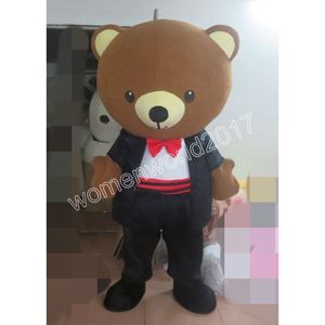 Costume de mascotte d'ours de mariage Veste en cuir Costume d'Halloween Jeu de rôle Costume de fourrure