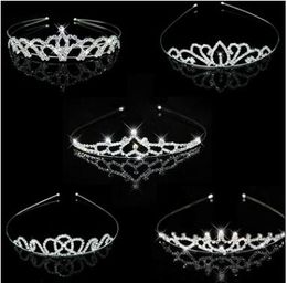 Bruiloft Birthday Rhinestone Crown Hoofdband Kinderen Vrouwen Clear Crystal Headwear Tiaras Legering Party Gunst Geschenken Cake Topper Decoraties