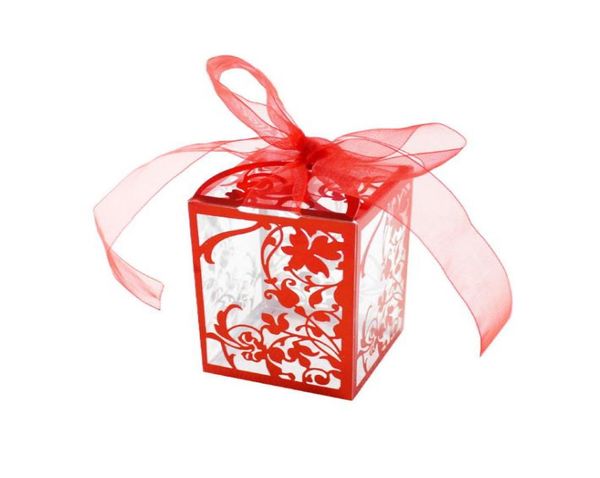 Boîte-cadeau en PVC Clear Party de mariage avec des friandises imprimées en ruban Sweets Candy Cake Cake Cake Square Boxs Christmas Gift FA3418192