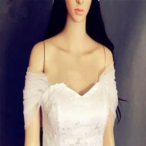 Wedding Bolero White Ivory Tule Top Bruids schouderriemfolie voor jurken 2019 234T