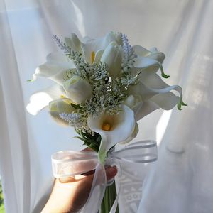 Wedding Bouquet Artificial Calla Lily Hand Bouquet Bruidal Holding Flowers for Bridesmeid Wedding Flowers Bridal Accessories