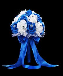 Wedding Bouquet For Wedding Blue and White Bridal Bouquet Accessoires Handgemaakte Artificial Flower Rose Ramos de Novia X072672451525430325