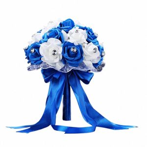 Bouquet de mariage pour le mariage bleu et blanc bouquet de mariée Accories artificielle à la main Fr Rose ramos de novia 48fu #