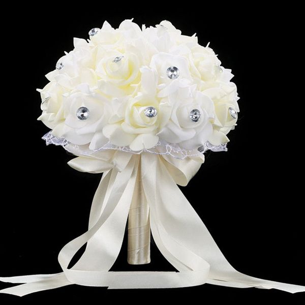 Bouquet de mariage pour mariage, accessoires de Bouquet de mariée bleu et blanc, fleur artificielle faite à la main, Rose ramos