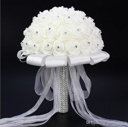 Bruiloft boeket verbluffend kristal kunstmatige bruiloft boeketten bruiloft accessoires roze bloemen de mariage bruids boeket