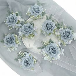 Wedding Boutniere Silk Roses Corsage Pols Bruidsmeisje Bracelet FRS Butthole Suit broche Accesorios de boda l0pl#