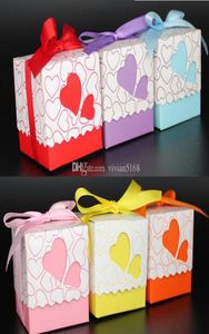 Bruiloft Dozen Geschenkdoos Bonbondoos DIY chocolade dozen gunsthouders 5cm5cm5cm Liefde Hart Zijden lint Bruiloft Gunsten dozen 1567480