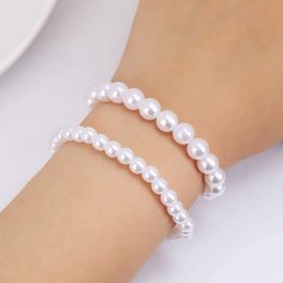 Wedding Armbanden 4-10 mm Imitatie Pearl kralen Strandarmband voor vrouwen gratis aanpass