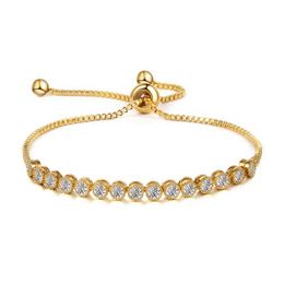 Bracelets de mariage marque classique rond coupé cubique zirconi cz bracelets de mariage réglables en argent / or / rose plaqué