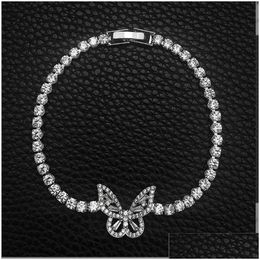 Bracelets de mariage Ins Bracelet le plus vendu Bijoux de luxe 925 Sterling Sier Coupe ronde Blanc 5A Zircon cubique CZ Diamant Tennies Butte Dhvlq