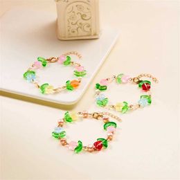 Bracelets de mariage Bracelets de fleur en tulipe élégante coréenne pour femmes Bracelet de perle de résine colorée en résine colorée
