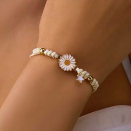 Bracelets de mariage Bracelet de fleur de soleil de marguerite coréenne pour femmes bracelets de corde tressée à la main