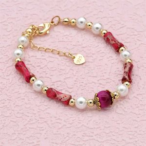 Bracelets de mariage en pierre naturelle mélangée en bambou plaqué de bambou Imperial Stone Pearls Bracelet perlé pour femmes bijoux