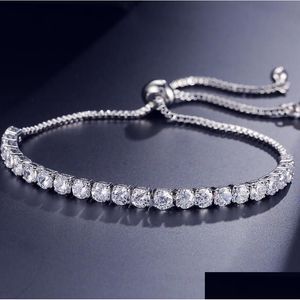 Bracelets de mariage Nouvelle marque Simple Mode Bijoux Or Blanc Rempli Mti Pierres Précieuses CZ Diamant Pling Réglable Bracelet Chanceux Pour Dro Otqsv