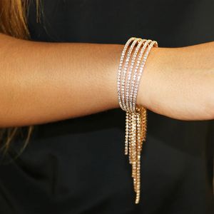 Wedding Armbanden Nieuwe strass Tassel armband overdreven luxe volledige diamanten meerlagige armbandaccessoires armband