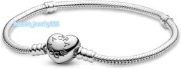 Trouwarmbanden PANDORA Pandora Sieraden Moment Heart Buckle Snake Chain Hanger Armband
