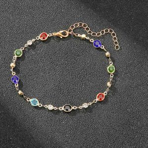 Bracelets de mariage Bracelet en cristal rond coloré simple à la mode pour les femmes Boho Rhingestone Metal Chain Bracelet