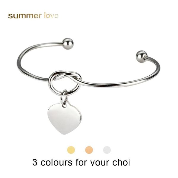 Bracelets De Mariage Bracelet Noeud En Acier Inoxydable Or Rose Sier Couleur Bracelet Coeur Charme Bracelets D'amour Peut Graver Nom Demoiselle D'honneur Dro Otnaf