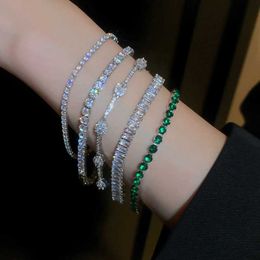 Bracelets de mariage Uilz Bracelet géométrique Green Zircon Bracelet pour les femmes Bracelets de tennis brillant CRISTAL CRIS