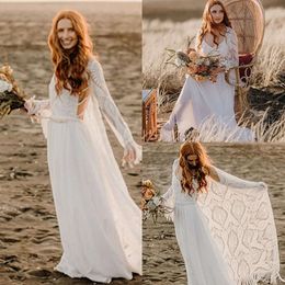 Mariage Bridal Beach Boho Robes Robe Spaghetti Stracles en mousseline de mousseline avec Ruffles Cape Plus taille VeStido de Novia Longueur du sol