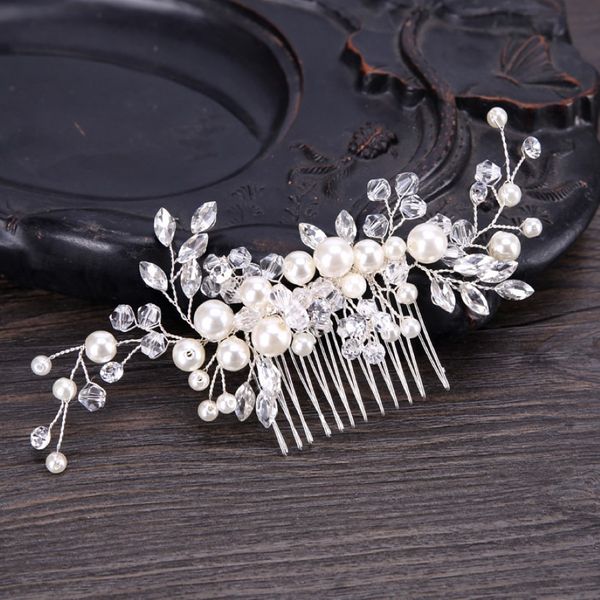 Mariage Bridal Bridesmaid Combs Tiaras Silver Handmade Rhingestone Pearl Bands Luxury Hair Accessories Headpice Tiara Gold Jewelrie 2143