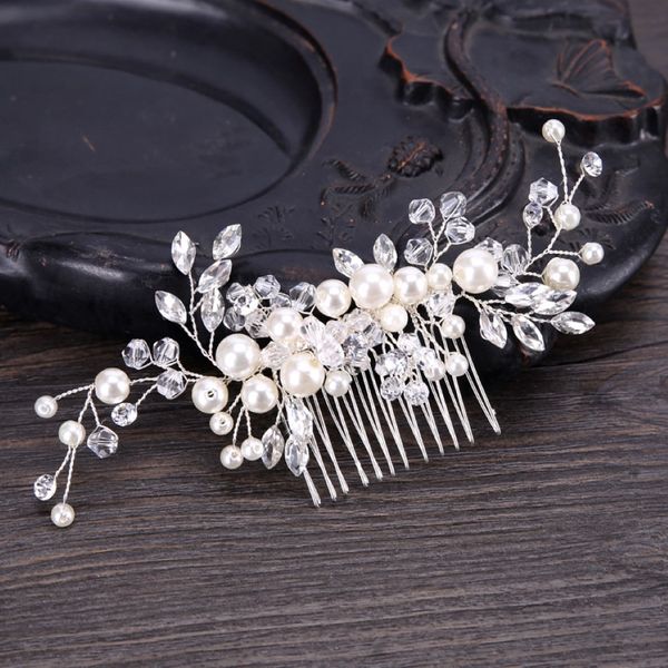 Mariage Bridal Bridesmaid Combs Tiaras Silver Handmade Rhingestone Pearl Bands Luxury Hair Accessories Headpice Tiara Gold Jewelrie 350X
