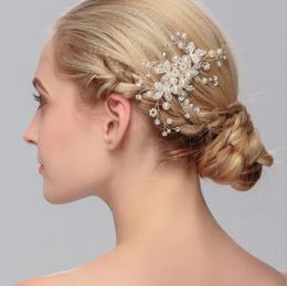 Headpieces Wedding Bridal Bruidsmeisje zilver handgemaakte strass Pearl Hair Combs Hoofdband luxe haaraccessoires kopstuk