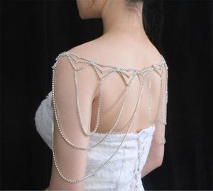 Collier de cristal de mariée de mariage chaîne d'épaule Wrap strass corps complet longue chaîne robe ornement femmes mode collier de gland J4821505