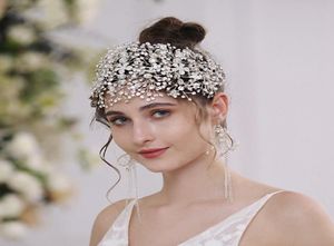 Mariage mariée front bandeau cristal strass bandeau cheveux accessoires couronne diadème fleur florale casque bijoux princesse8108640