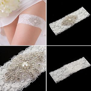 Gratis bruiloft bruidskouseband Custom Made Plus Size White Bridal Kouseband Sexy Kant Karter Crystal Bridal Garters Fashion