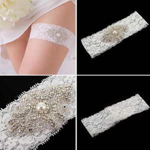 Liga nupcial de boda gratis hecha a medida de talla grande Liga nupcial blanca Liga de encaje sexy ligas nupciales de cristal de moda